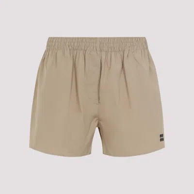 MIU MIU KHAKI LOGO SHORTS