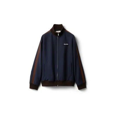 Miu Miu Kid Mohair Blouson Jacket In Blue