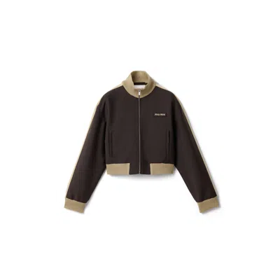 Miu Miu Kid Mohair Blouson Jacket In Brown
