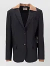 Miu Miu Kid Mohair Jacket Contrasting Collar Buttons In Black