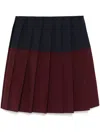 Miu Miu Colorblocked Pleated Wool Midi Skirt In Blue