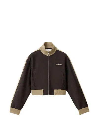 Miu Miu Kid Mohair Blouson Jacket In Brown