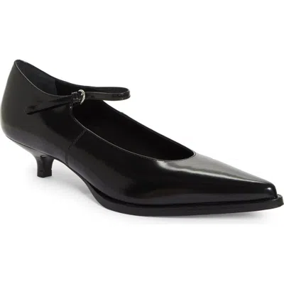 Miu Miu Decollete Leather Ankle-strap Pumps In Black