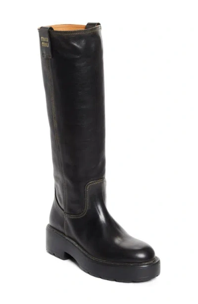 Miu Miu Knee High Boot In Black