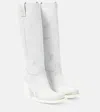 Miu Miu Knee-length Leather Boots In Bianco