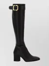 Miu Miu Knee-high Leather Boots Featuring Buckle Detail In Animal Print