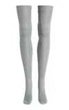 Miu Miu Knee-high Ribbed-silk Socks In Gray