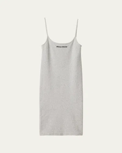 Miu Miu Knee-length Rib Tank Dress In White