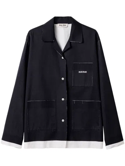 MIU MIU KNIT AND POPLIN SHIRT