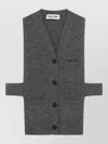 Miu Miu Knitwear Top Sleeveless Ribbed Hem Pockets In Gray