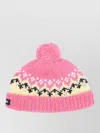 Miu Miu Knit Hat Bobble Detail Ribbed Hem In Pink