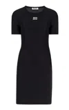Miu Miu Knit Jersey Mini Dress In Black
