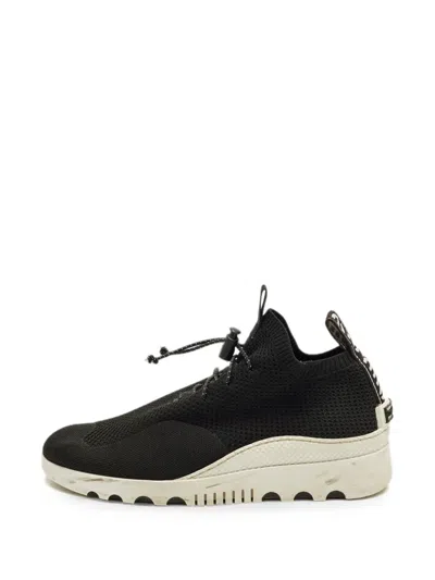 Pre-owned Miu Miu Knit Low-top Sneakers In Black