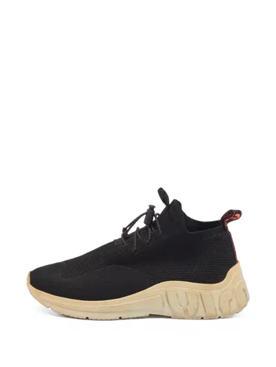 Pre-owned Miu Miu Knit Low-top Sneakers In Black