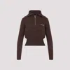 Miu Miu Logo Intarsia Half-zip Sweater In Brown