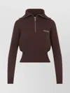 Miu Miu Logo Intarsia Half-zip Sweater In Brown
