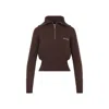Miu Miu Logo Intarsia Half-zip Sweater In Brown