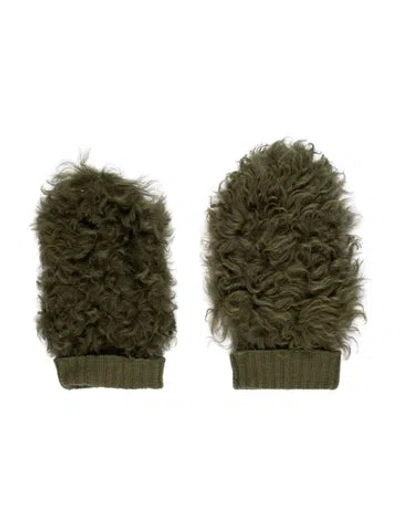 Pre-owned Miu Miu Knit Mittens In Green