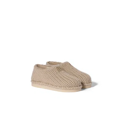 Miu Miu Knit Mules In Neutral