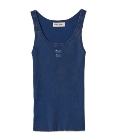 Miu Miu Knit Vest In Blue