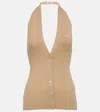 Miu Miu Knitted Cashmere Vest In Beige