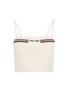 Miu Miu Cropped Textured Knit Top With Contrasting Stripes