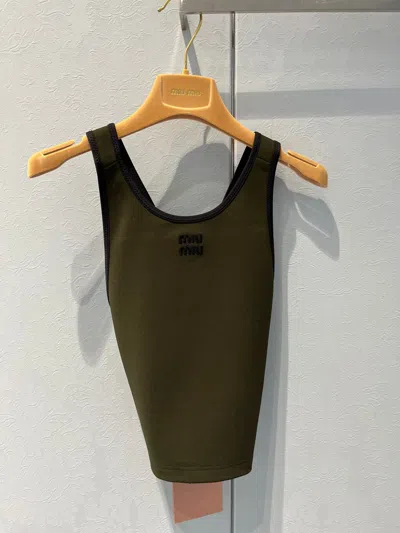 Miu Miu Knitted Elastic Vest In Black