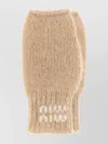 Miu Miu Knitted Fingerless Gloves Ribbed Cuff In Brown
