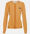 Miu Miu Knitted Logo Cardigan In Orange
