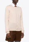Miu Miu Knitted Logo Cardigan In Pink