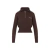 Miu Miu Logo Intarsia Half-zip Sweater In Brown