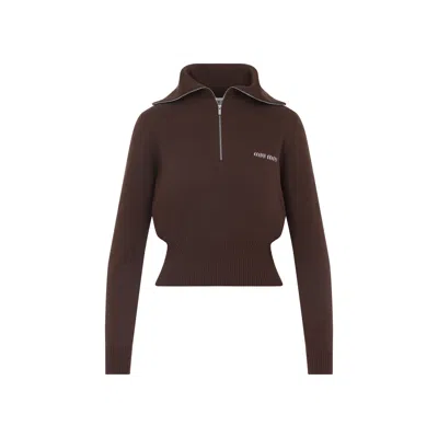 MIU MIU HIGH-NECK ZIP-UP SWEATER
