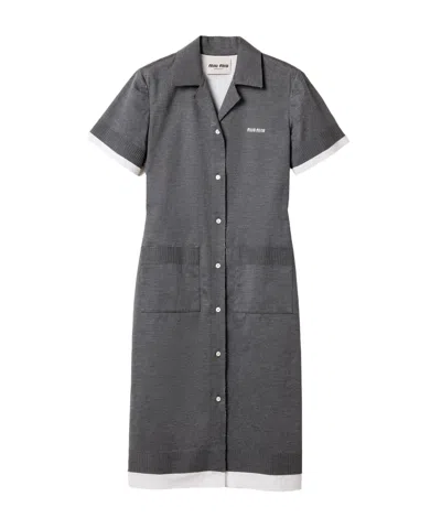 MIU MIU KNIT AND POPLIN DRESS