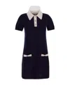 Miu Miu Knitted Short-sleeved Dress In Blue