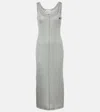 Miu Miu Knitted Silk Midi Dress In Grey