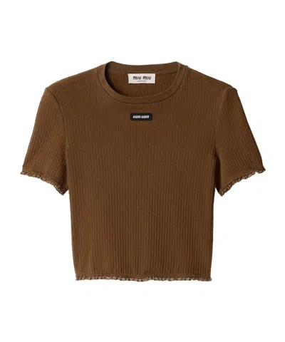 Miu Miu Knitted Tops In Brown