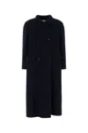 Miu Miu Double-breasted Wool Blend Coat Featuring Pockets In Blue