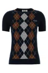 Miu Miu Dark Blue Cashmere Sweater In Blue