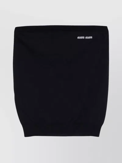 Miu Miu Knitwear Collared Strapless Short Sleeves Front In Black