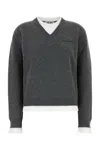 Miu Miu Cashmere Sweater With Contrasting Inserts In Gray