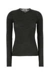 Miu Miu Fitted Long Sleeve Ribbed Top In Gray