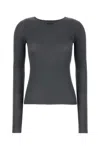 Miu Miu Dark Grey Silk T-shirt In Gray