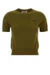 Miu Miu Short Sleeve Crew Neck Knitwear Top In Green