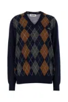 Miu Miu Argyle V-neck Wool Sweater In Multi