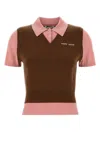 Miu Miu Two-tone Wool Blend Polo Shirt In Multicoloured