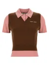 Miu Miu Two-tone Wool Blend Polo Shirt In Multicoloured
