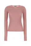 Miu Miu Silk Crew Neck Long Sleeve T-shirt In Pink