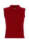 Miu Miu Reed Cashmere Polo Shirt In Red