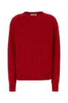 Miu Miu Cable Knit Cashmere Sweater In Red