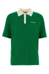 Miu Miu Ribbed Cashmere Polo Top In Stripped